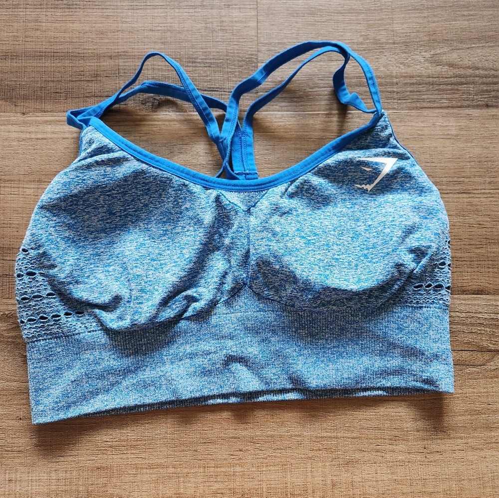 Gymshark Seamless Cross Back Sports Bra - Blueberry Marl - M